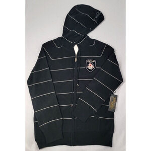 Ed Hardy by Christian‎ Audigier Black Striped Hoodie "Love Kills Slowly" Y2K NWT